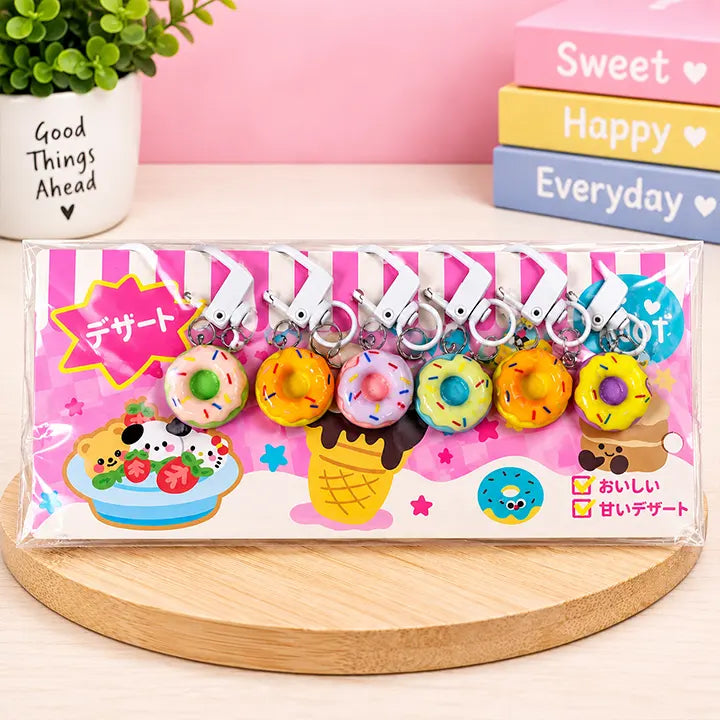 Pastel Donut Charm Keychain - 6 pcs