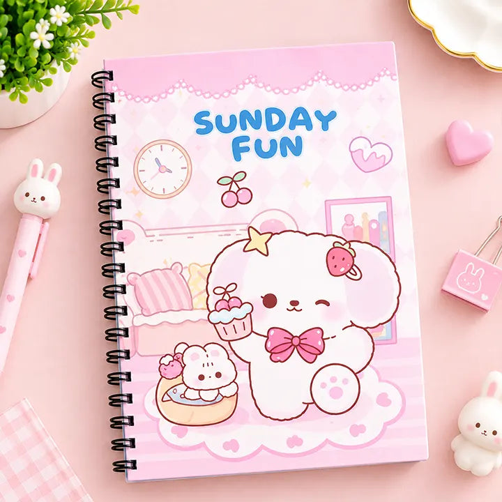 Sunday Fun - Pastel Aesthetic A5 Spiral Notebook