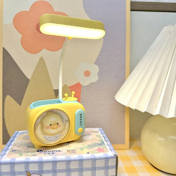 TV-Style Desk Lamp with Pen Holder and Sharpener