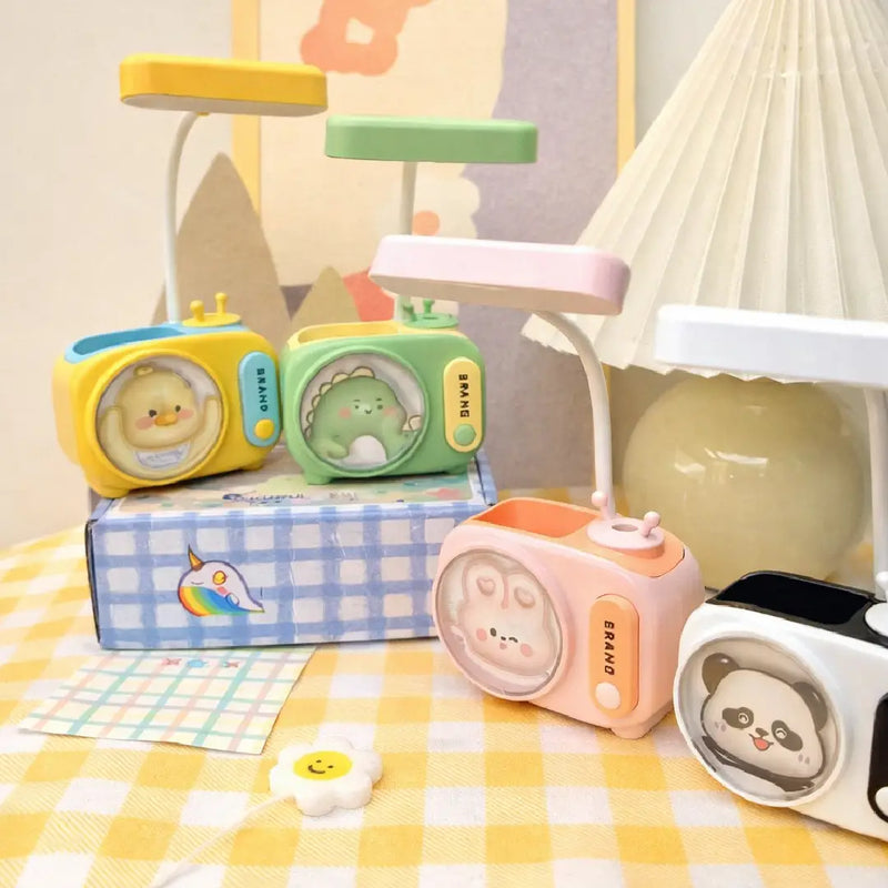 TV-Style Desk Lamp with Pen Holder and Sharpener