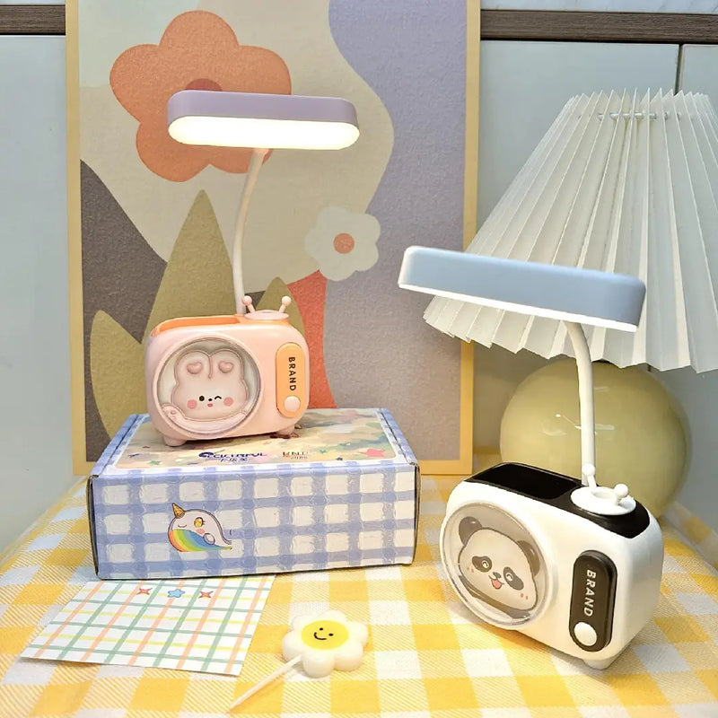 TV-Style Desk Lamp with Pen Holder and Sharpener