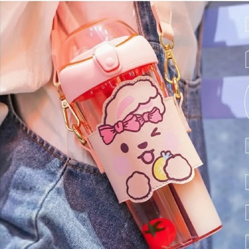 Two Partition Sipper Water Bottle with Straw