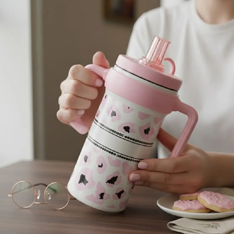 Leopard Print Stainless Steel Tumbler – Pink Chic Design