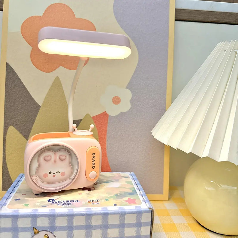 TV-Style Desk Lamp with Pen Holder and Sharpener