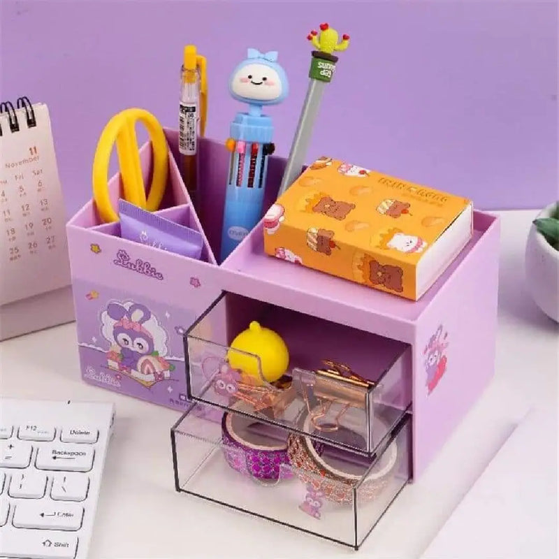 Multi-Compartment Cartoon Desk Organizer Box