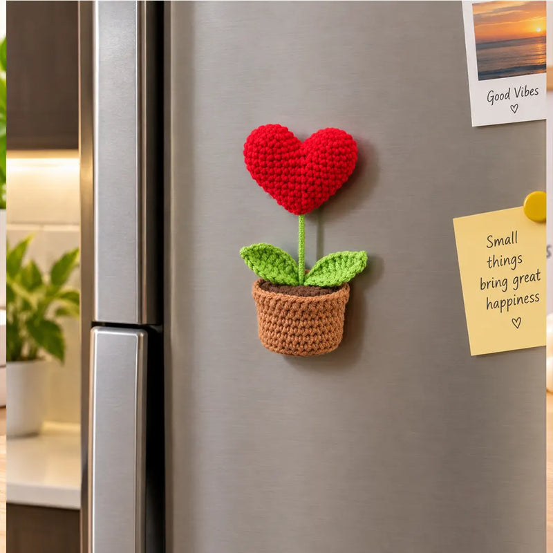 Crochet Fridge Magnet - Red Heart