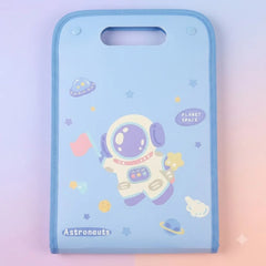 Kawaii Blue Astronaut File Folder with Handle Storage