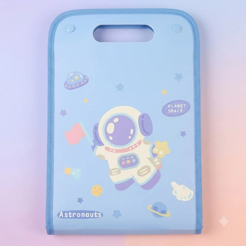 Kawaii Blue Astronaut File Folder with Handle Storage