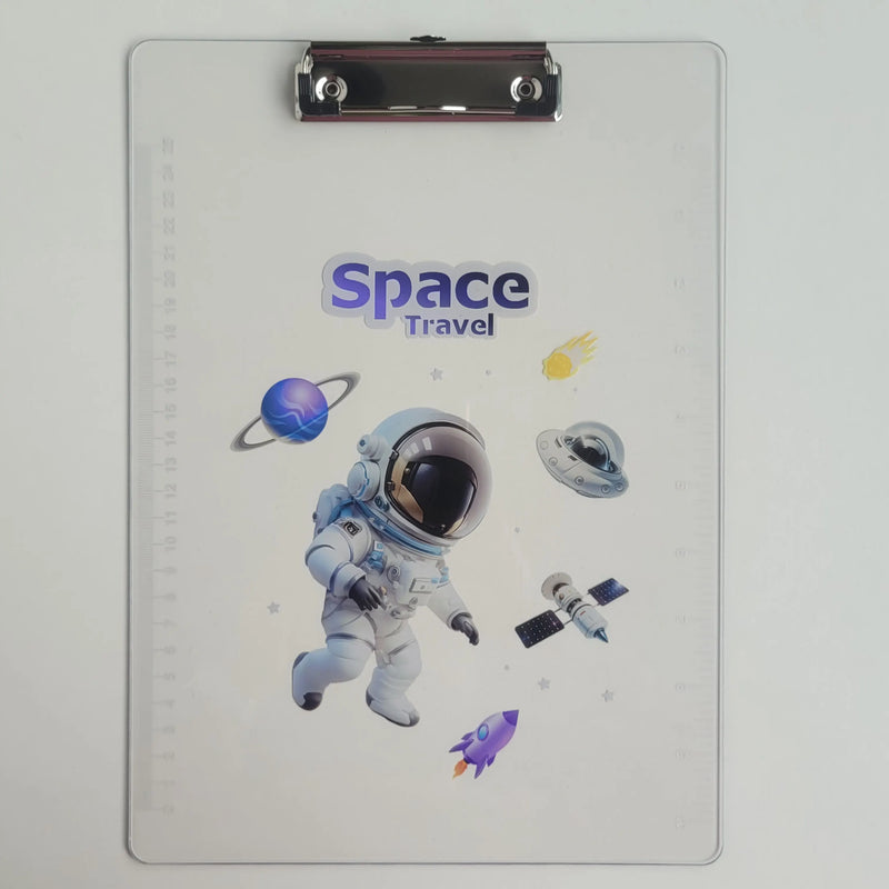Space Astronaut Design Transparent Writing Pad with Ruler - Clipboard