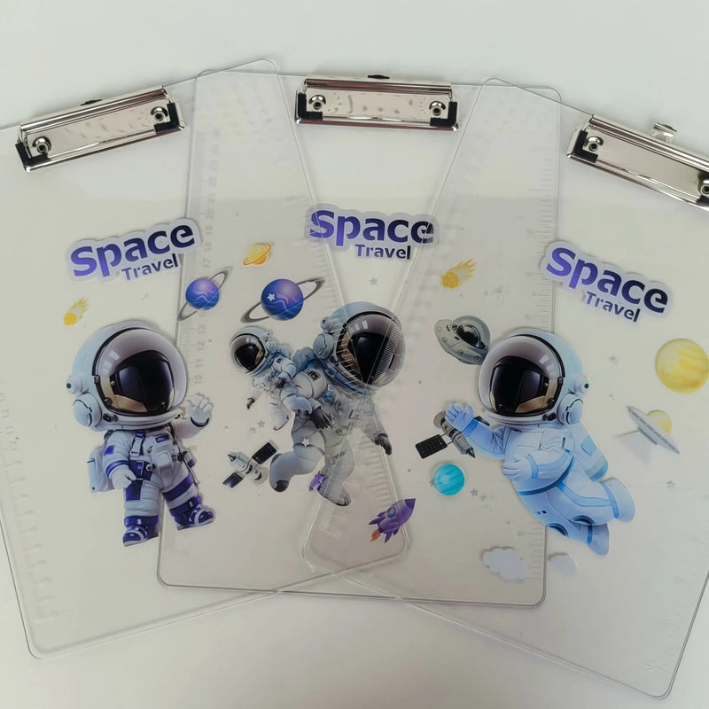 Space Astronaut Design Transparent Writing Pad with Ruler - Clipboard
