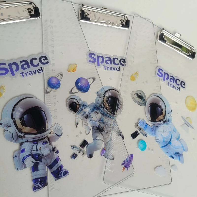 Space Astronaut Design Transparent Writing Pad with Ruler - Clipboard
