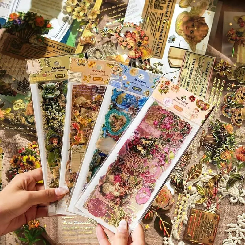Vintage Garden Aesthetic Sticker Set – Art Decals (Pack-4)
