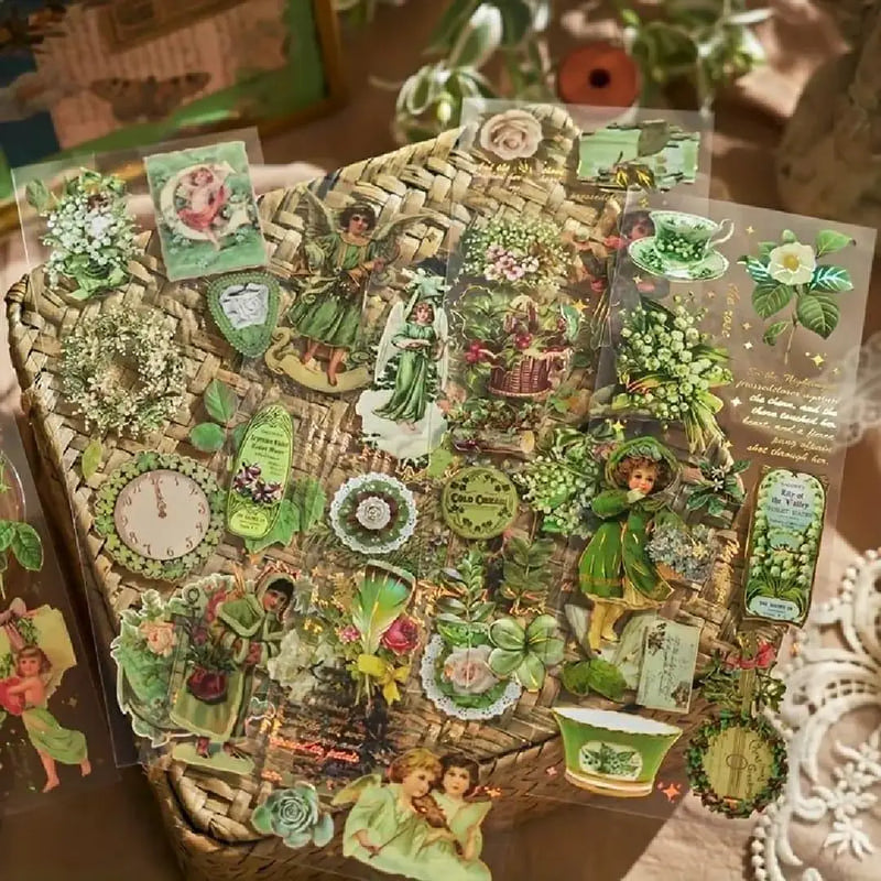 Vintage Garden Aesthetic Sticker Set – Art Decals (Pack-4)