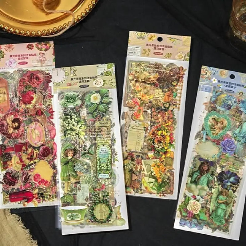 Vintage Garden Aesthetic Sticker Set – Art Decals (Pack-4)