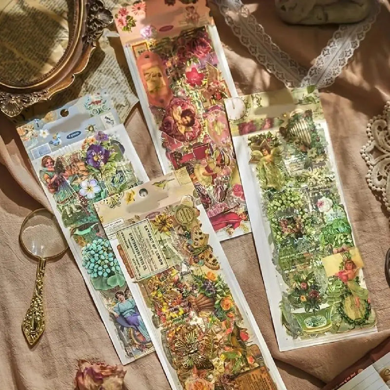 Vintage Garden Aesthetic Sticker Set – Art Decals (Pack-4)