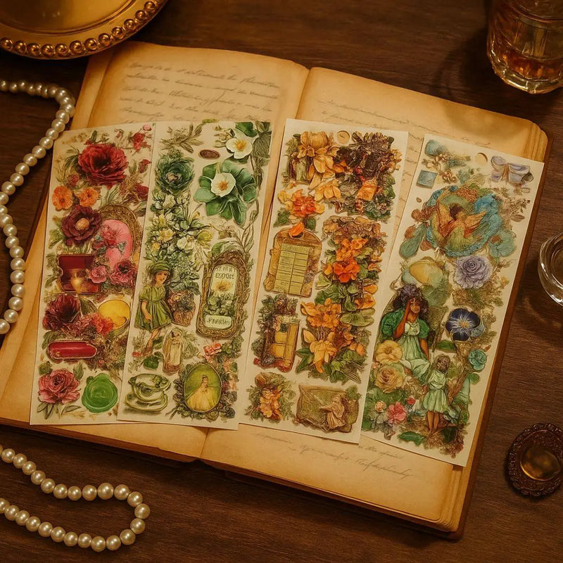Vintage Garden Aesthetic Sticker Set – Art Decals (Pack-4)