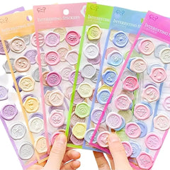 Kawaii Pastel Stamp Stickers Adorable Colorful DIY Craft Supplies