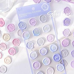 Kawaii Pastel Stamp Stickers Adorable Colorful DIY Craft Supplies
