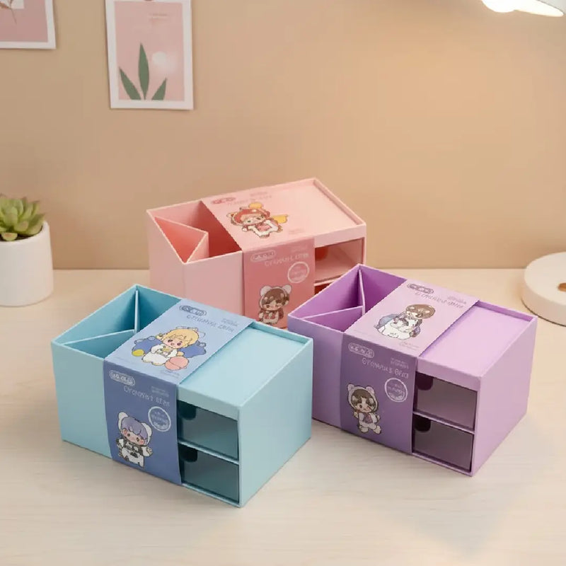 Multi-Compartment Cartoon Desk Organizer Box