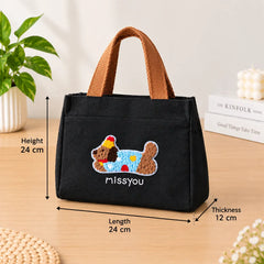 Puppy Theme Stylish Embroidered Canvas Tote Bag