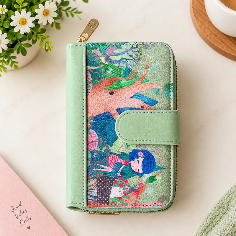 Stylish Cartoon Design Zip Wallet