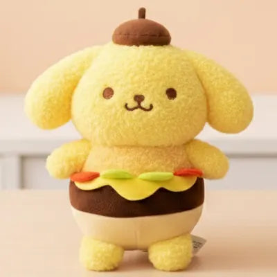 Kawaii Yellow Burger Puppy Plush Toy 20 Cm