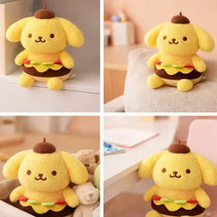 Kawaii Yellow Burger Puppy Plush Toy 20 Cm