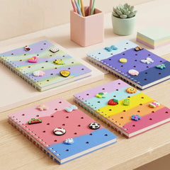 Colourful Spiral Notebook / Panner with Cute Charms