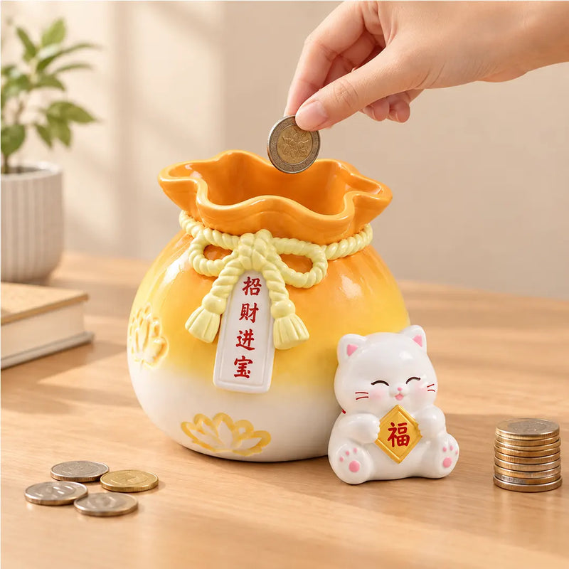 Cute  Lucky Cat Desk Organizer