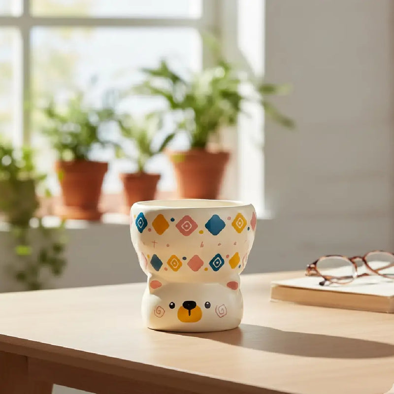 Cute Animal Porcelain Bowl – Bear & Cat Dessert Cup