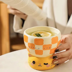 Cute Animal Porcelain Bowl – Bear & Cat Dessert Cup