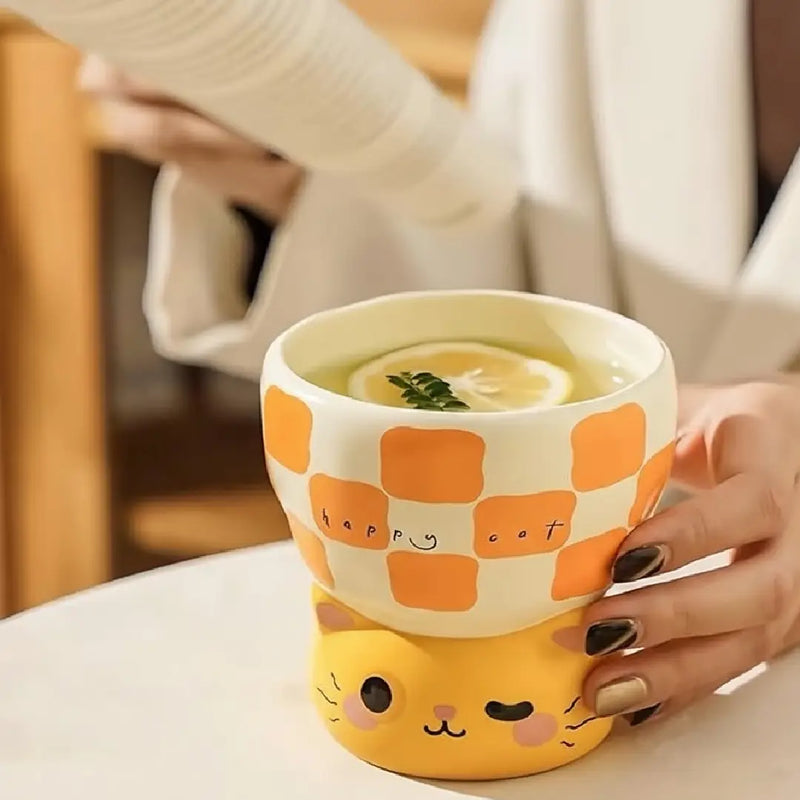Cute Animal Porcelain Bowl – Bear & Cat Dessert Cup