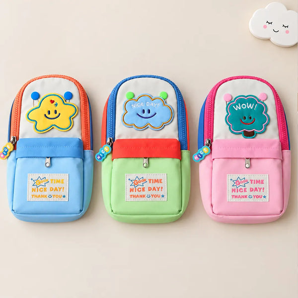 Colorful Smiley Face Zipper Pencil Pouch & Coin Purse Bag
