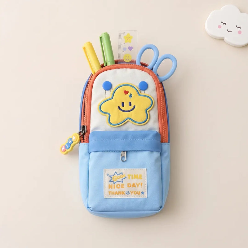 Colorful Smiley Face Zipper Pencil Pouch & Coin Purse Bag