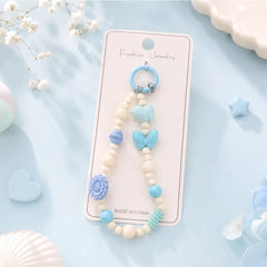 Pastel Blue Butterfly & Flower Beaded Charm