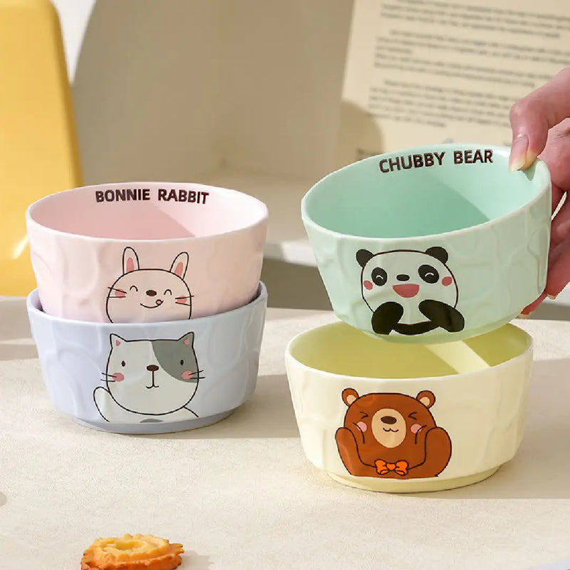 Adorable Animal Porcelain Bowl – Kawaii Dessert Cup, Home & Gifting (Pack of 4)
