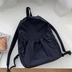 Casual Backpack Large Capacity Retro Nylon Backpack - Black