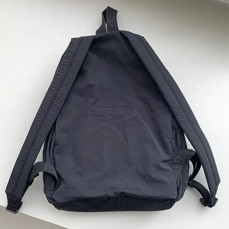Casual Backpack Large Capacity Retro Nylon Backpack - Black