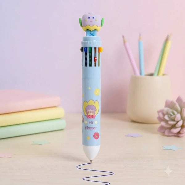 Kawaii Flower Doll 12- Colour Retractable Ball Pen