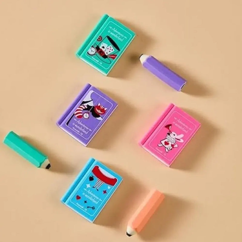 Cute Book & Pencil Style Eraser Set