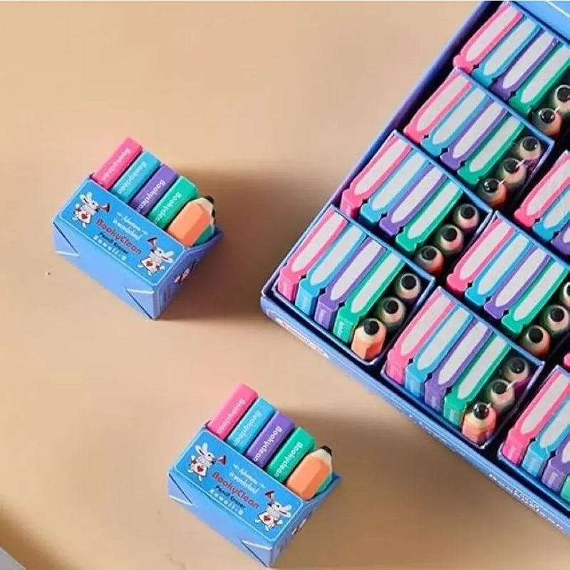 Cute Book & Pencil Style Eraser Set