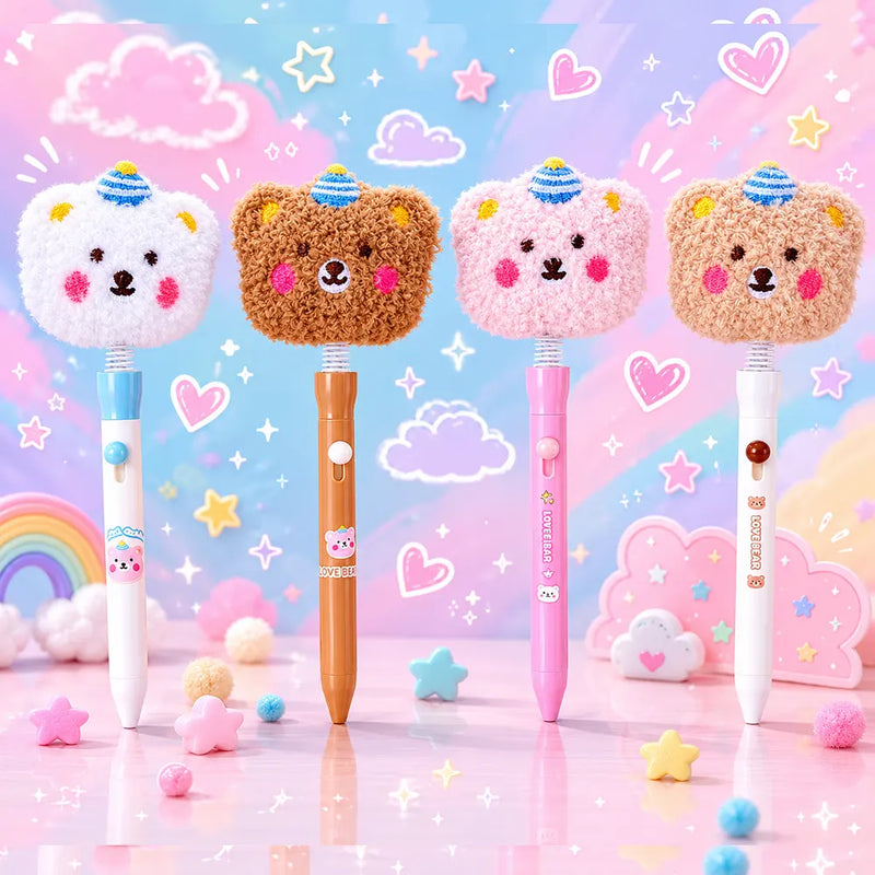 Kawaii Plush Bear Bobble Head Gel Pen