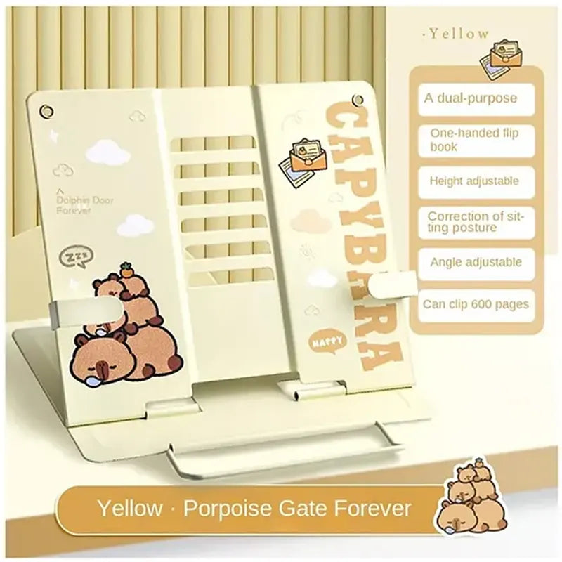 Adjustable Capybara Reading Stand / Book Holder - Yellow