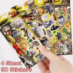 Wildlife Animal 3D Stickers Set – Nature Friends (4 sheets)
