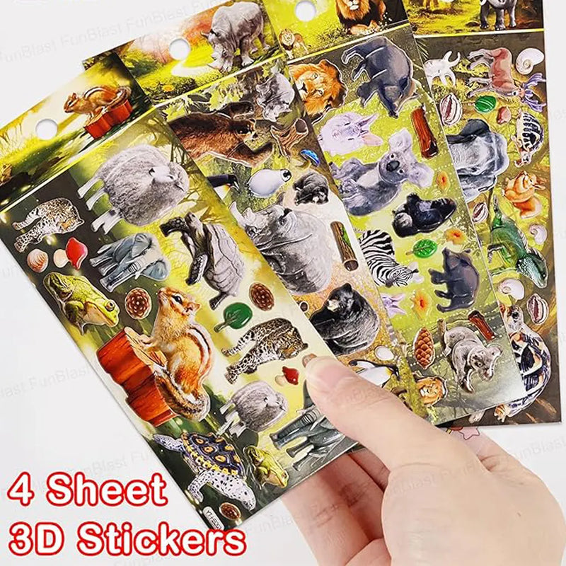 Wildlife Animal 3D Stickers Set – Nature Friends (4 sheets)