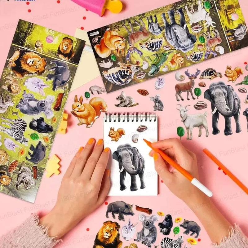 Wildlife Animal 3D Stickers Set – Nature Friends (4 sheets)