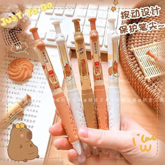 Cute Capybara Retractable Fountain Pen with 2 Ink Refills