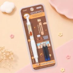 Cute Capybara Retractable Fountain Pen with 2 Ink Refills