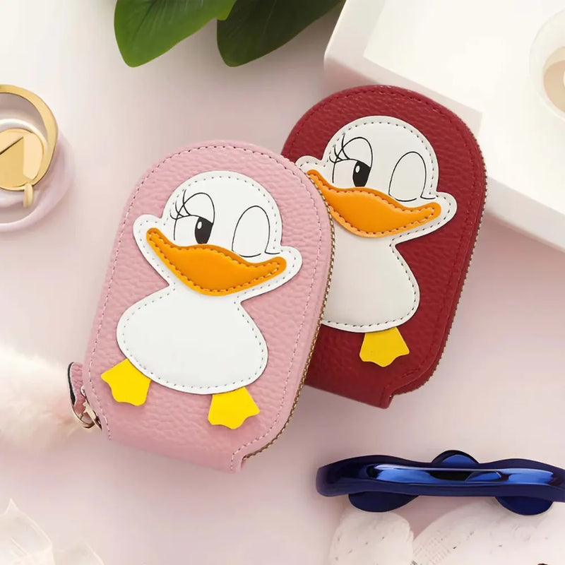 Cute Duck Card Holder - Multi-Slot Accordion Zipper Wallet