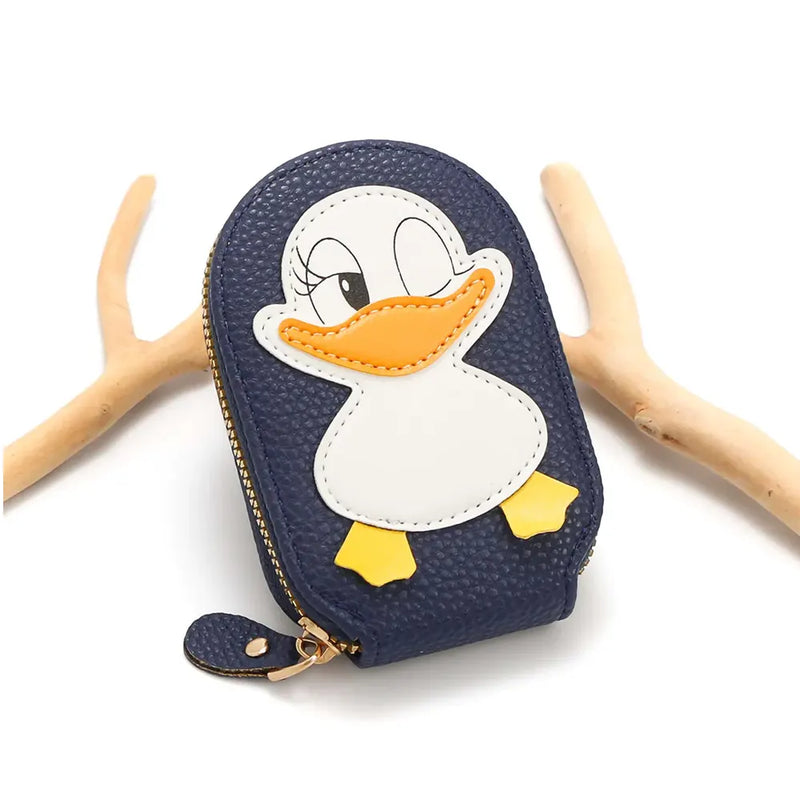 Cute Duck Card Holder - Multi-Slot Accordion Zipper Wallet
